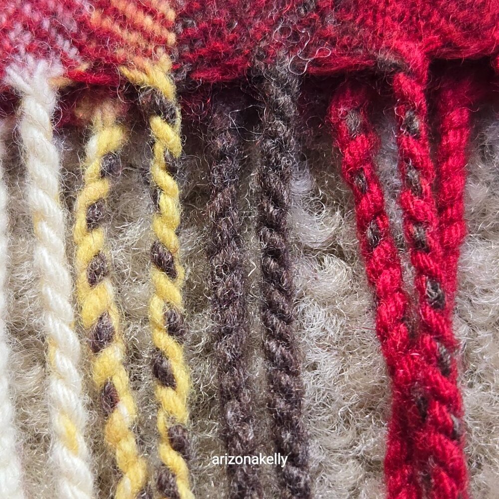 NWOT Wool Herringbone Burgundy Scarf with Big Stripe - Picture 4 of 13